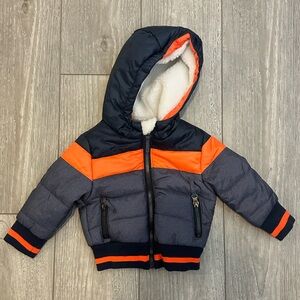 Rothschild Navy Orange and Gray Puffer Snow Cold Weather Jacket for Kids 3/6Mos